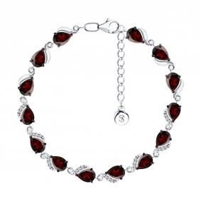 Серебряный браслет SOKOLOV 92050161 с фианитом и гранатом 92050161 фото