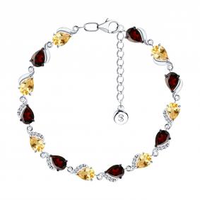 Серебряный браслет SOKOLOV 92050162 с фианитом, цитрином и гранатом 92050162 фото