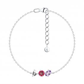 Серебряный браслет SOKOLOV 92050190 с топазом, аметистом и горным хрусталём 92050190 фото