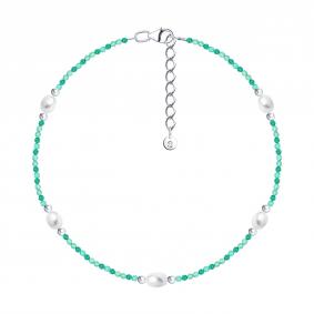 Серебряный браслет на ногу SOKOLOV с агатом и жемчугом 92050192 92050192 фото