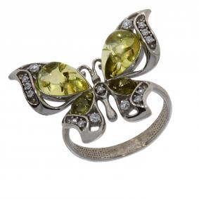 Серебряное кольцо Дарвин 920581211ca-л с фианитом и янтарём 920581211ca-л фото