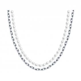 Серебряное колье SOKOLOV 92070078 с жемчугом 92070078 фото