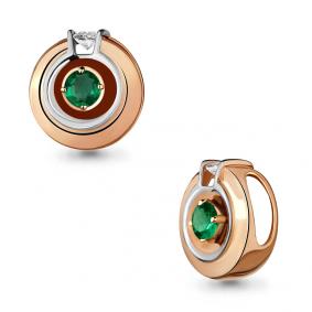 Золотая подвеска AQUAMARINE 920859ки с бриллиантом и изумрудом 920859ки фото