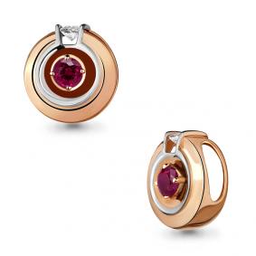 Золотая подвеска AQUAMARINE 920868кр с бриллиантом и рубином 920868кр фото