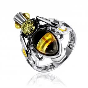 Серебряное кольцо Дарвин 920E41149aa-микс с янтарём 920E41149aa-микс фото