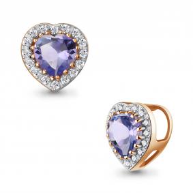 Золотая подвеска AQUAMARINE 921056к с бриллиантом и танзанитом 921056к фото