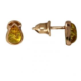 Серьги из золочёного серебра Дарвин 922022012aa-л с янтарём 922022012aa-л фото
