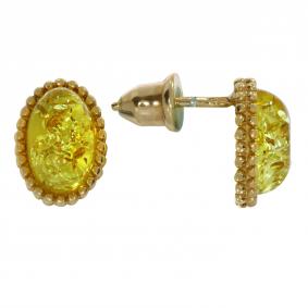 Серьги из золочёного серебра Дарвин 922022050ea-л с янтарём 922022050ea-л фото