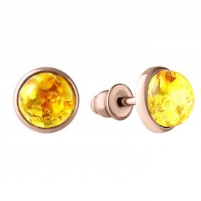 Серьги из золочёного серебра Дарвин 922022337ea-л с янтарём 922022337ea-л фото
