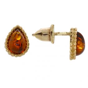 Серьги из золочёного серебра Дарвин 922042032aa-ск с янтарём 922042032aa-ск фото