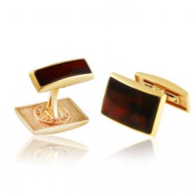 Запонки из золочёного серебра Дарвин 923042181aa-к с янтарём 923042181aa-к фото