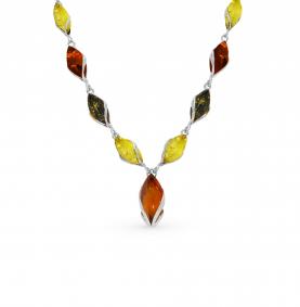 Серебряное колье Дарвин 925061023aa-микс с янтарём 925061023aa-микс фото