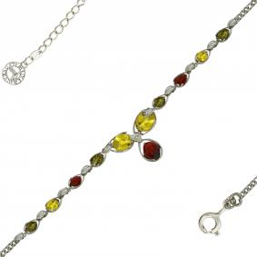 Серебряное колье Дарвин 925061065aa-микс с янтарём 925061065aa-микс фото