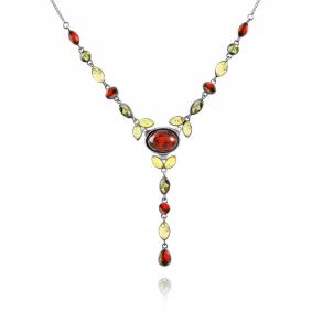 Серебряное колье Дарвин 925061093-микс с янтарём 925061093-микс фото