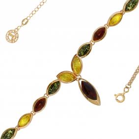 Колье из золочёного серебра Дарвин 925062073aa-микс с янтарём 925062073aa-микс фото