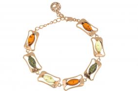 Браслет из золочёного серебра Дарвин 926062224aa-микс с янтарём 926062224aa-микс фото