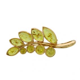Брошь из золочёного серебра Дарвин 927022018aa-л с янтарём 927022018aa-л фото