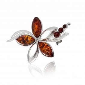 Серебряная брошь Дарвин 927041071aa-к с янтарём 927041071aa-к фото