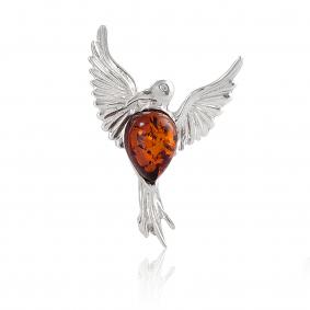 Серебряная брошь Дарвин 927041202ae с янтарём 927041202ae фото