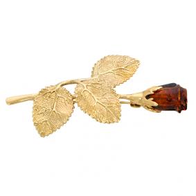 Брошь из золочёного серебра Дарвин 927042136ba-к с янтарём 927042136ba-к фото
