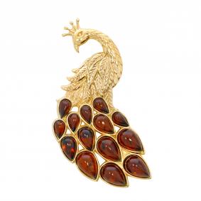 Брошь из золочёного серебра Дарвин 927042150aa-к с янтарём 927042150aa-к фото