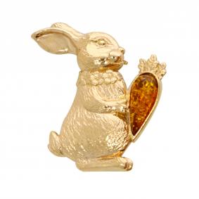 Брошь из золочёного серебра Дарвин Символ года Кролик с янтарём 927042207ba-ск 927042207ba-ск фото