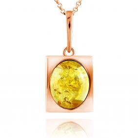 Подвеска из золочёного серебра Дарвин 928022016ab-л с янтарём 928022016ab-л фото