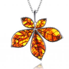 Серебряная подвеска Дарвин 928041147ab-к с янтарём 928041147ab-к фото