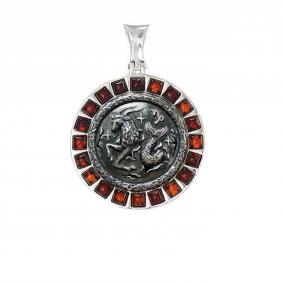 Серебряная подвеска Дарвин 928041204-к с янтарём 928041204-к фото