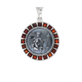 Серебряная подвеска Дарвин 928044204-к с янтарём 928044204-к фото