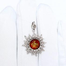 Серебряная подвеска Дарвин 928411100bb-кр с янтарём 928411100bb-кр фото