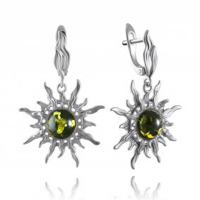 Серебряные серьги Дарвин 929011100ab-з с янтарём 929011100ab-з фото