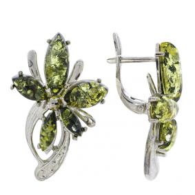 Серебряные серьги Дарвин 929011115aa-з-1 с янтарём 929011115aa-з-1 фото