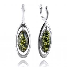 Серебряные серьги Дарвин 929011128ab-з с янтарём 929011128ab-з фото