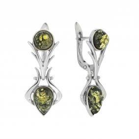 Серебряные серьги Дарвин 929011347ab-з с янтарём 929011347ab-з фото