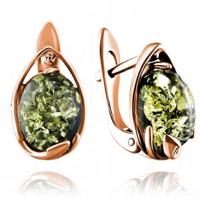 Серьги из золочёного серебра Дарвин 929012065aa-з с янтарём 929012065aa-з фото