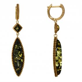 Серьги из золочёного серебра Дарвин 929012329ac-з с янтарём 929012329ac-з фото