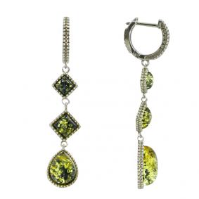 Серебряные серьги Дарвин 929017048cc-з с янтарём 929017048cc-з фото