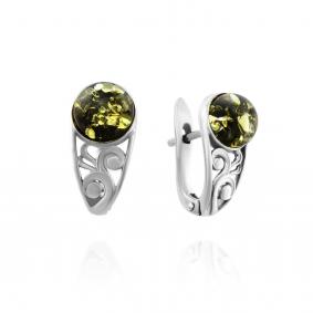 Серебряные серьги Дарвин 929017545aa-з с янтарём 929017545aa-з фото
