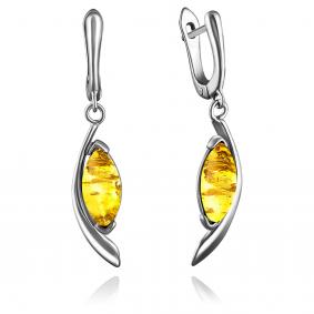 Серебряные серьги Дарвин 929021006ab-л с янтарём 929021006ab-л фото