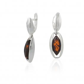 Серебряные серьги Дарвин 929021029ab с янтарём 929021029ab фото