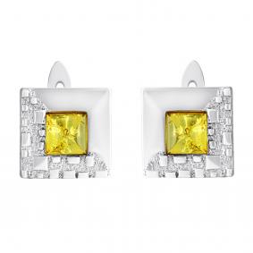 Серебряные серьги Дарвин 929021161aa-л с янтарём 929021161aa-л фото