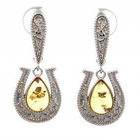 Серебряные серьги Дарвин 929021850ab-л с янтарём 929021850ab-л фото