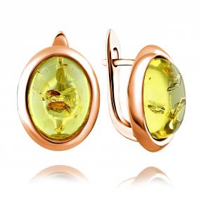 Серьги из золочёного серебра Дарвин 929022038aa-л с янтарём 929022038aa-л фото