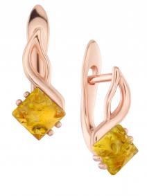 Серьги из золочёного серебра Дарвин 929022054aa-л с янтарём 929022054aa-л фото