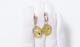 Серьги из золочёного серебра Дарвин 929022098bb-л с янтарём 929022098bb-л фото
