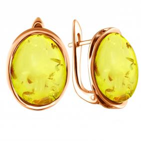 Серьги из золочёного серебра Дарвин 929022214aa-л-1 с янтарём 929022214aa-л-1 фото