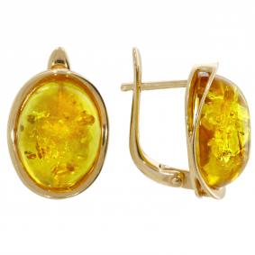 Серьги из золочёного серебра Дарвин 929022214aa-л с янтарём 929022214aa-л фото