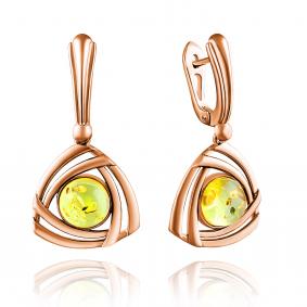 Серьги из золочёного серебра Дарвин 929022363ab-л с янтарём 929022363ab-л фото