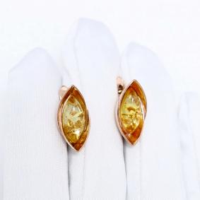 Серьги из золочёного серебра Дарвин 929022770aa-л с янтарём 929022770aa-л фото